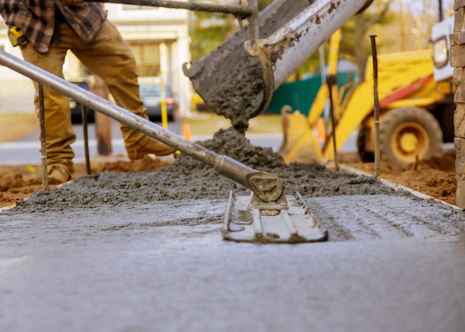 Pouring concrete on a construction site